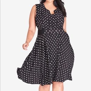City Chic Vintage Spot Fit & Flare Dress M/18 👗